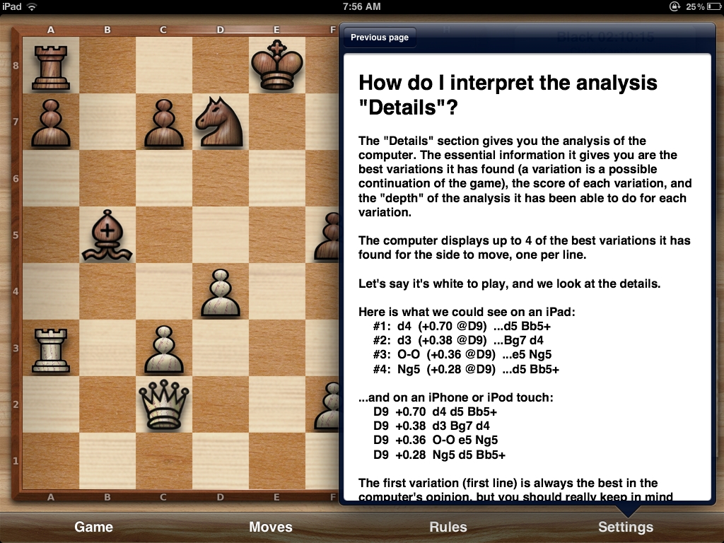 Chess Pro with coach - Analysis interpretation explanation - page down for more info