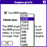 ChessGenius - Hash Table size selection