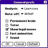 ChessGenius General Preferences screen