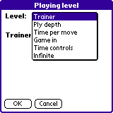 Chess Tiger Playing Level Menu