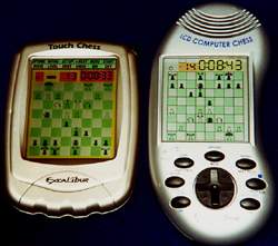 Touch Chess side by side with the original Excalibur LCD Chess Computer - click for a larger view