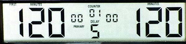 GameTime II chess clock set for 120 minutes for first time control - with 5 sec delay