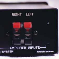 Pictured here are the QD-1's left and right amplifier inputs.