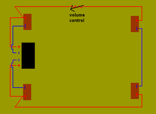 diagram of 3 channel passive matrix surround decoder utilizing 4 speakers