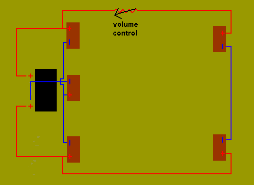 diagram of 4 channel surround sound passive matrix decoder utilizing 5 speakers